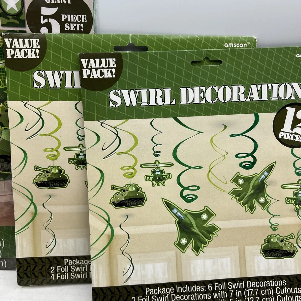 MILITARY ARMY CAMOUFLAGE‎ BIRTHDAY PARTY SET - 6 PACKAGES PARTY SUPPLIES